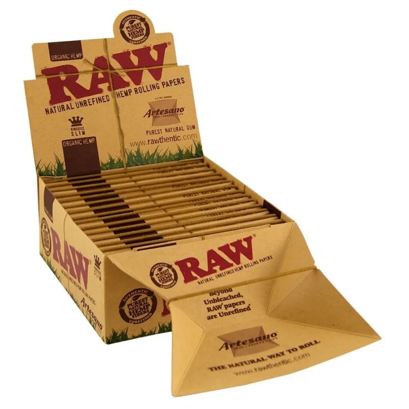 KS RAW Organic Hemp Artesano Slim papers - tray + ...