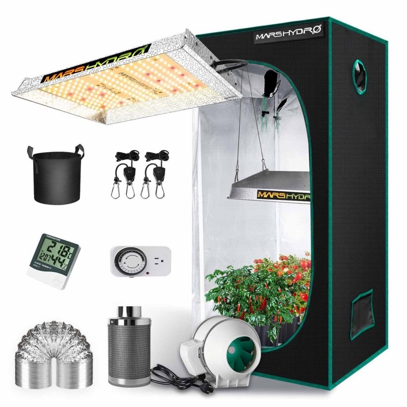 Mars Hydro SET: TS600 100W LED-Lampe + Growbox 60x...